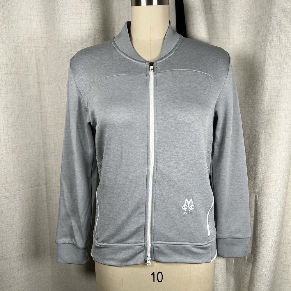 Footjoy Golf Jacket Women's Medium Grey Zip Up Medowbrook Country Club Logo 1916